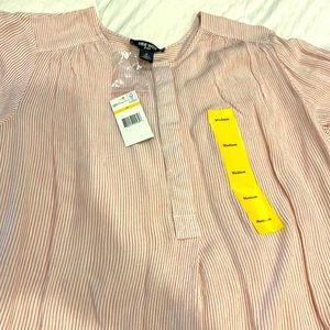 Short sleeve pink and white stripe top with cuff sleeve size M